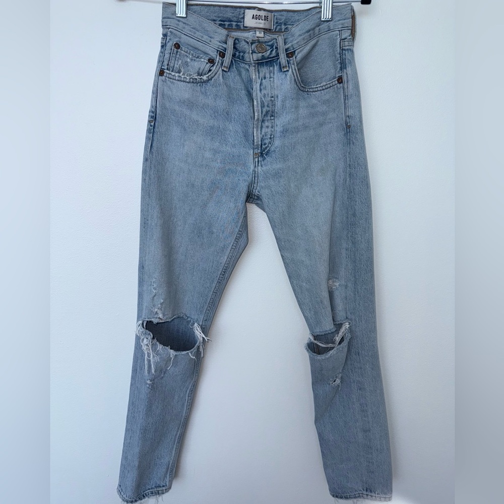 Agolde Faded Blue Boot Cut Jeans - Picture 2 of 6